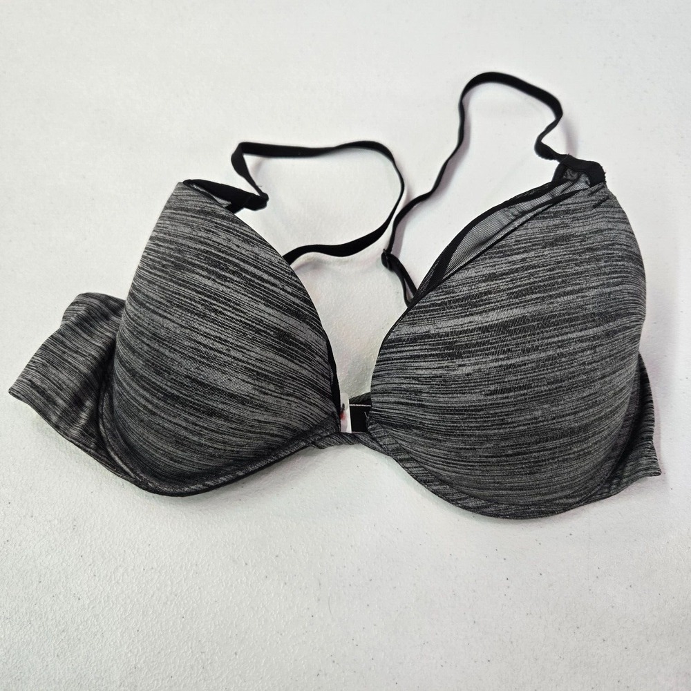 Victoria Secret‎ Women Bra 34C Gray Heather Padded Plunge Adjustable Straps